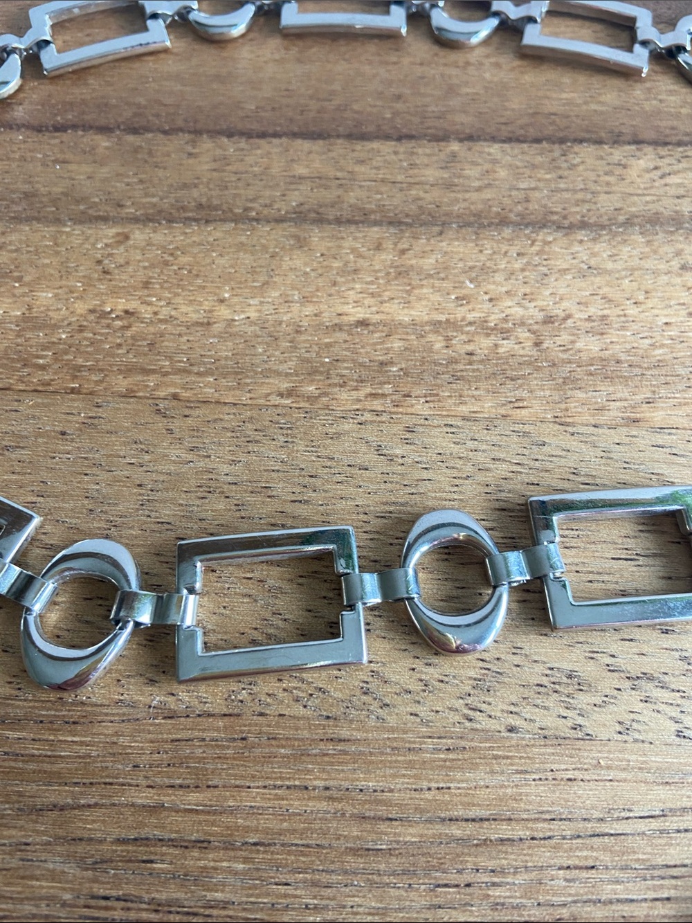 Silver Tone Chain Link Belt Geometric Modern Minimalist Adjustable Y2K - Picture 3 of 5